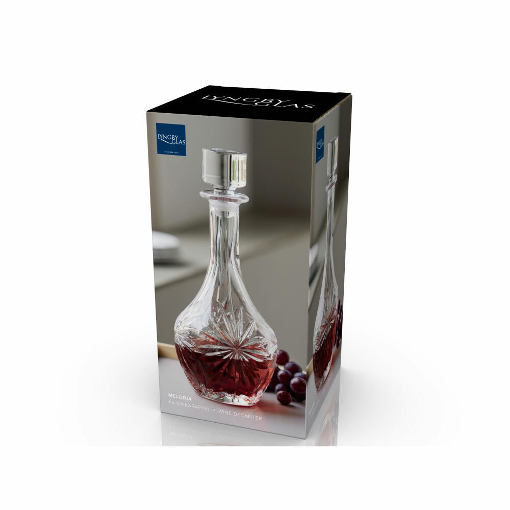 Lyngby Glass Carafe Melodia, Decanter, Wine Carafe, Crystal Glass, Clear, 1 L, 916095