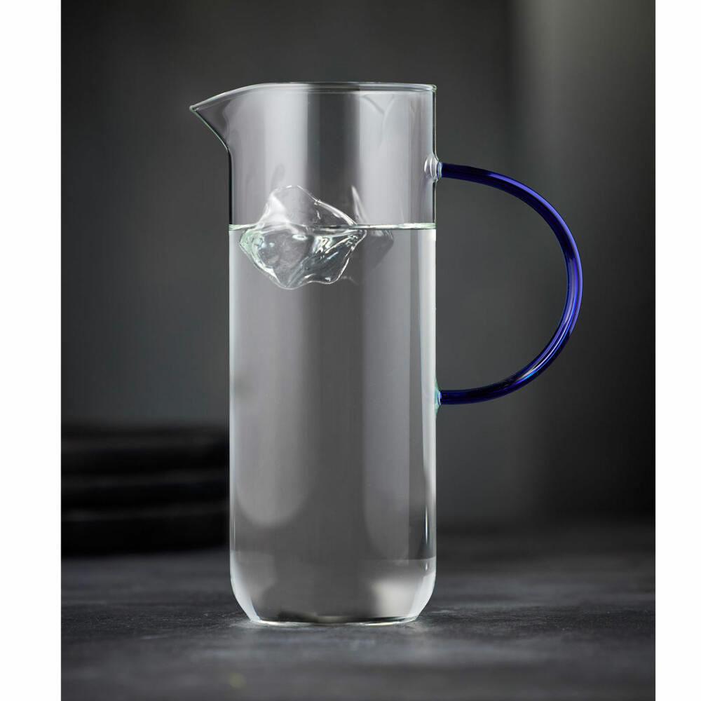 Lyngby Glass Glass Jug Torino, Jug, Pitcher, Glass, Clear, Blue, 1.1 L, 30191