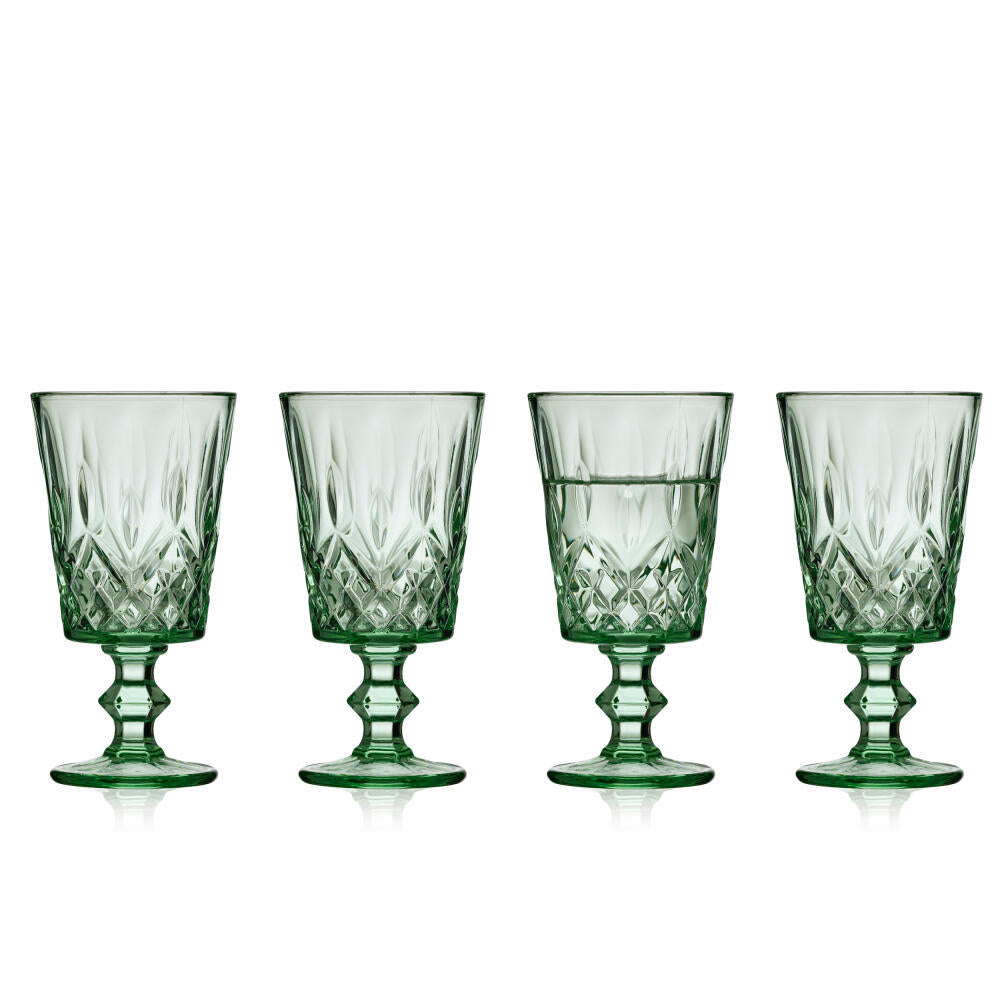 Lyngby Glas wine glass Sorrento set of 4, goblet glasses, glass, green, 290 ml, 32361