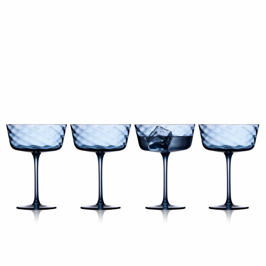 Lyngby Glas Champagne Bowl Vienna Set of 4, Champagne Glasses, Glass, Blue, 350 ml, 31730