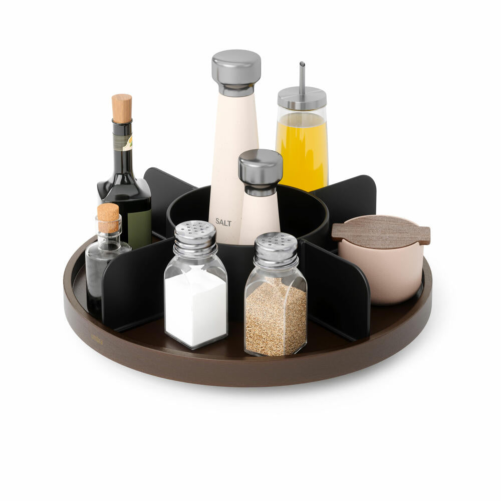 Umbra Dreh-Organizer Bellwood, Lazy Susan Drehteller, Holz, Schwarz, Walnuss, 30 cm, 1019936-048