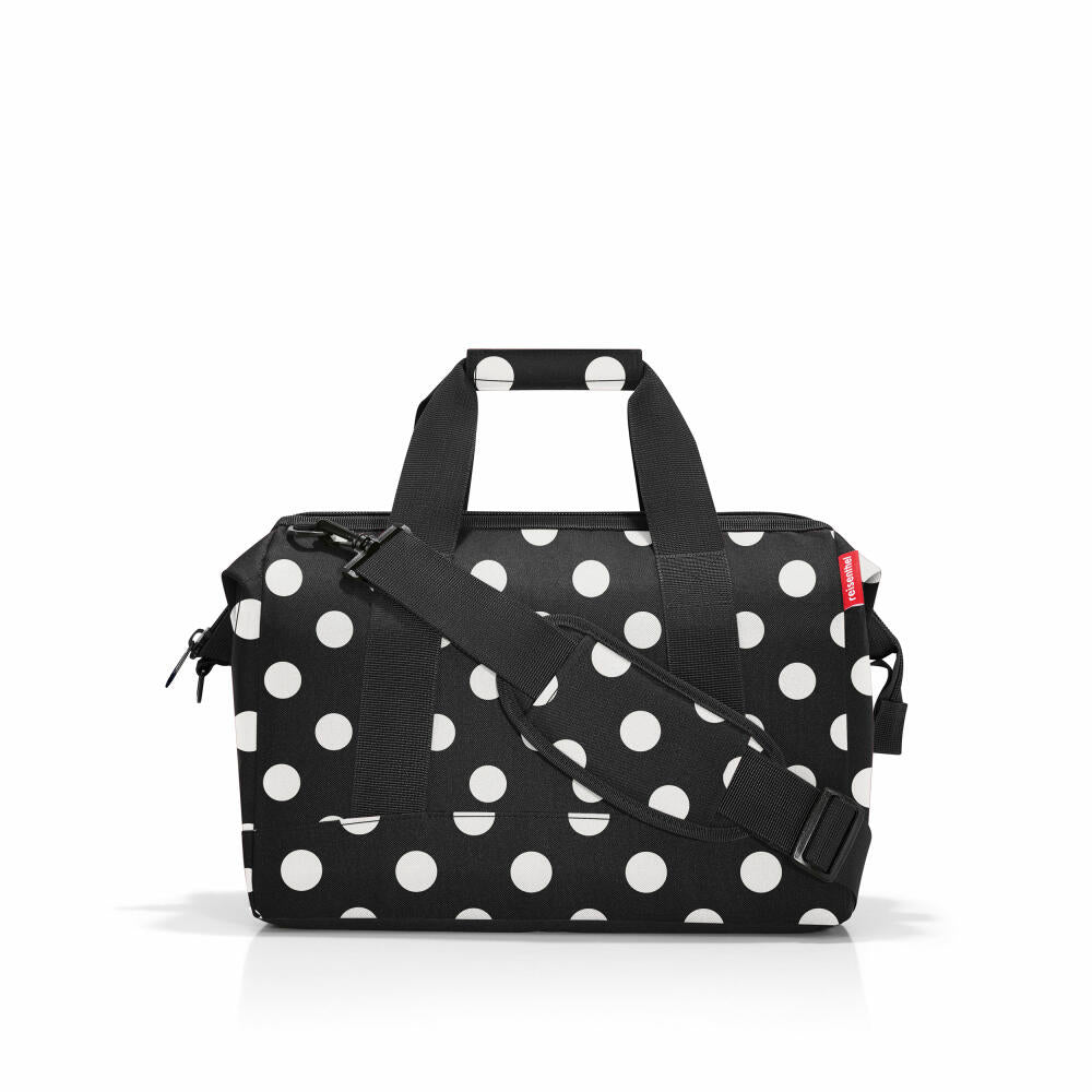 reisenthel allrounder M, travel bag, sports bag, doctor's bag, bag, polyester fabric, Dots White, 18 L, MS7073