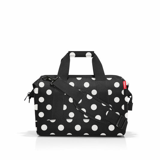 reisenthel allrounder M, Reisetasche, Sporttasche, Doktortasche, Tasche, Polyestergewebe, Dots White, 18 L, MS7073