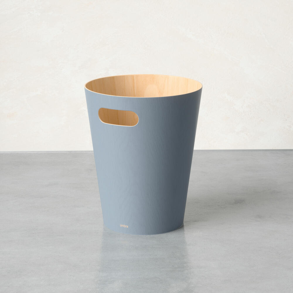 Umbra Woodrow Waste Bin, Wastepaper Basket, Wood, Slate Blue, 7.5 L, 082780-1050