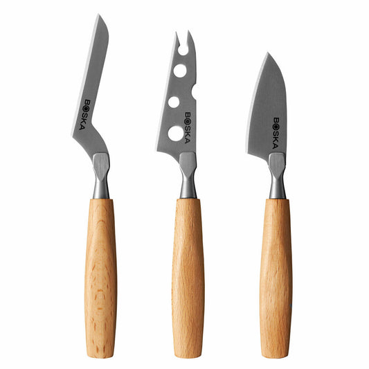 Boska Käsemesser-Set Amigo S 3-tlg., Edelstahl, Buchenholz, Braun, 306941