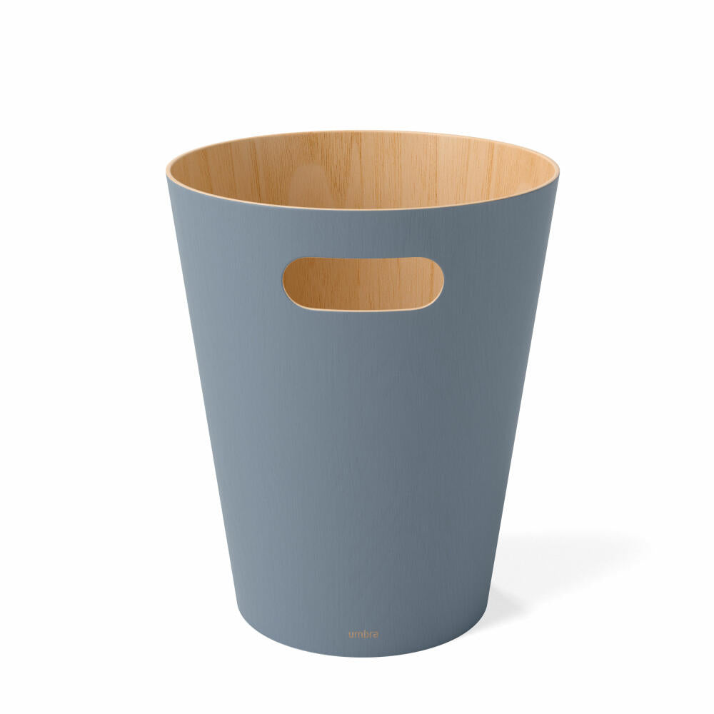 Umbra Woodrow Waste Bin, Wastepaper Basket, Wood, Slate Blue, 7.5 L, 082780-1050