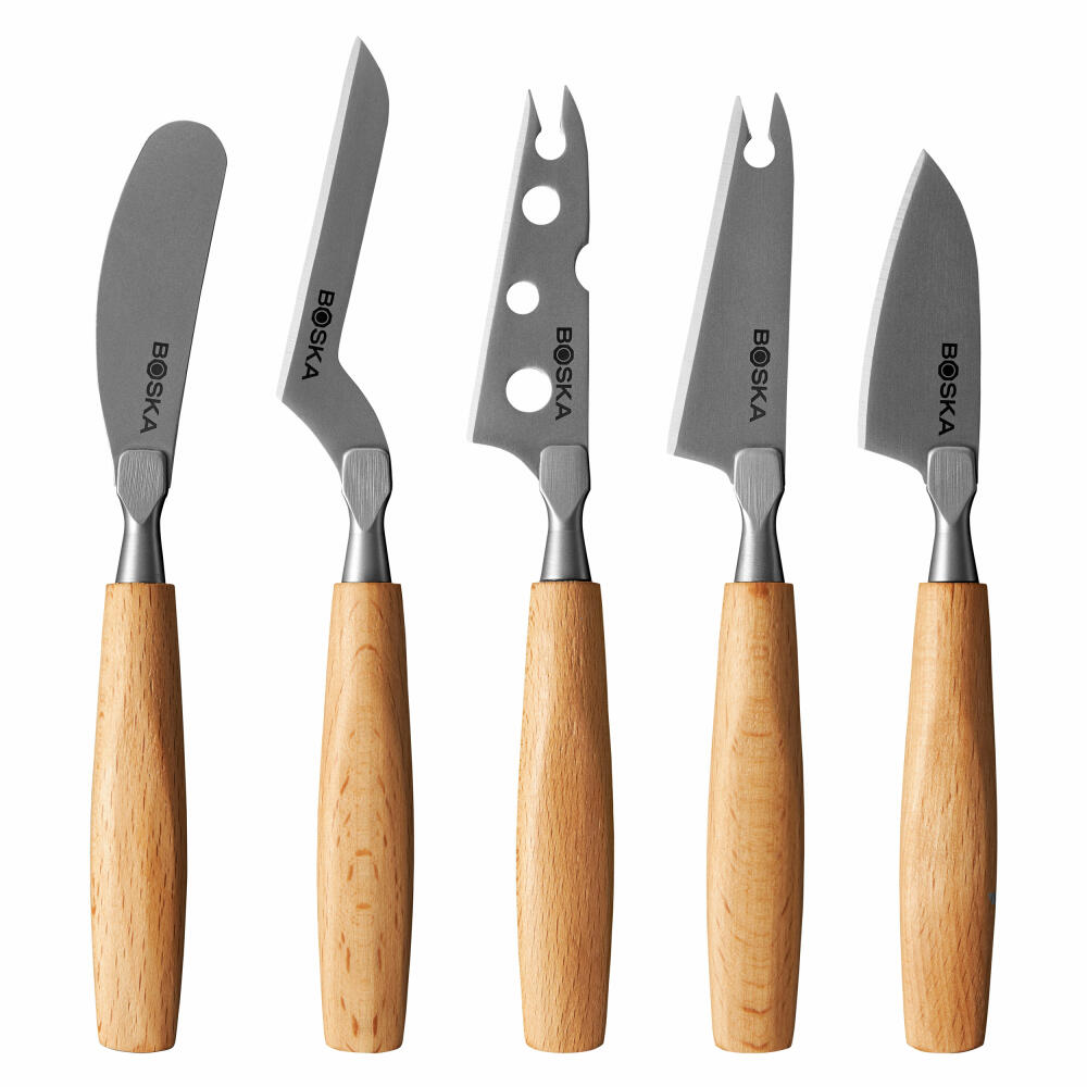 Boska Käsemesser-Set Amigo S 5-tlg., Edelstahl, Buchenholz, Braun, 306940