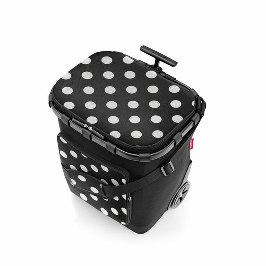 reisenthel carrycruiser plus, Einkaufstrolley mit Thermofach, Einkaufskorb, Polyestergewebe, Frame Dots White, 46 L, OF7072