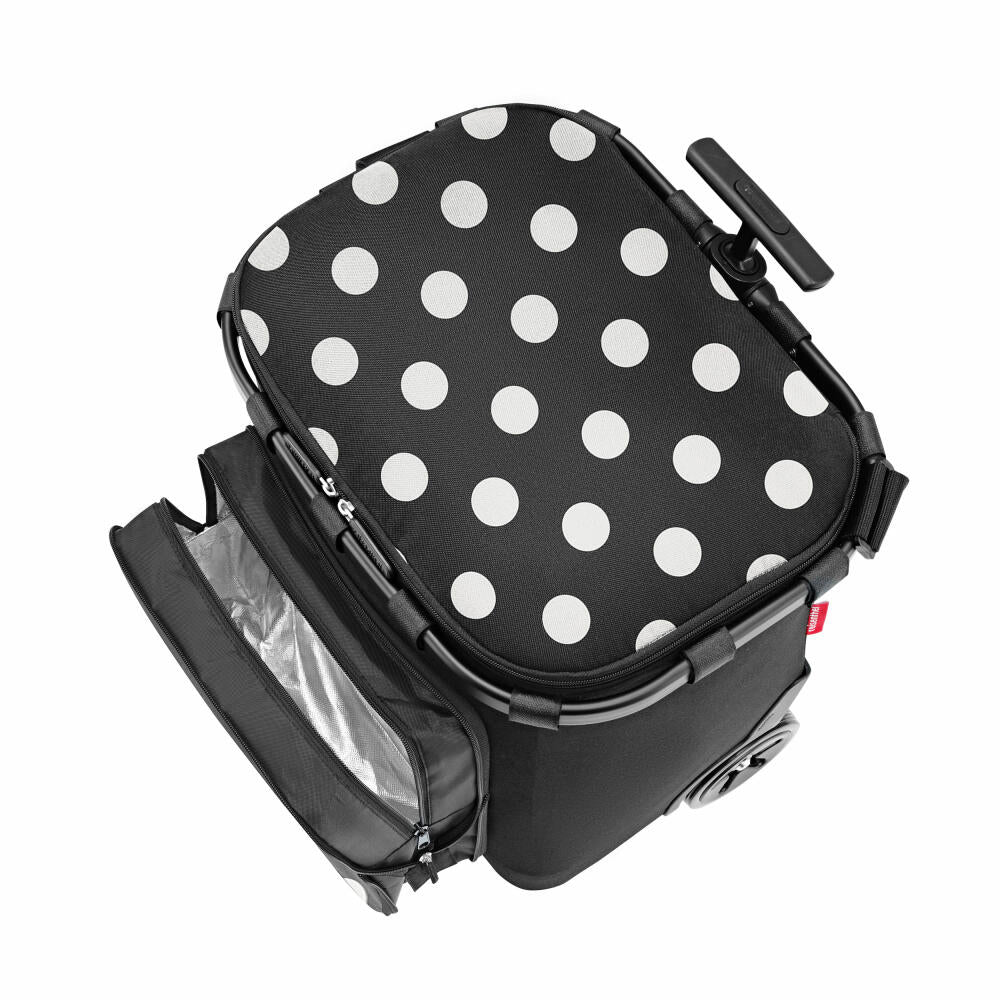 reisenthel carrycruiser plus, Einkaufstrolley mit Thermofach, Einkaufskorb, Polyestergewebe, Frame Dots White, 46 L, OF7072