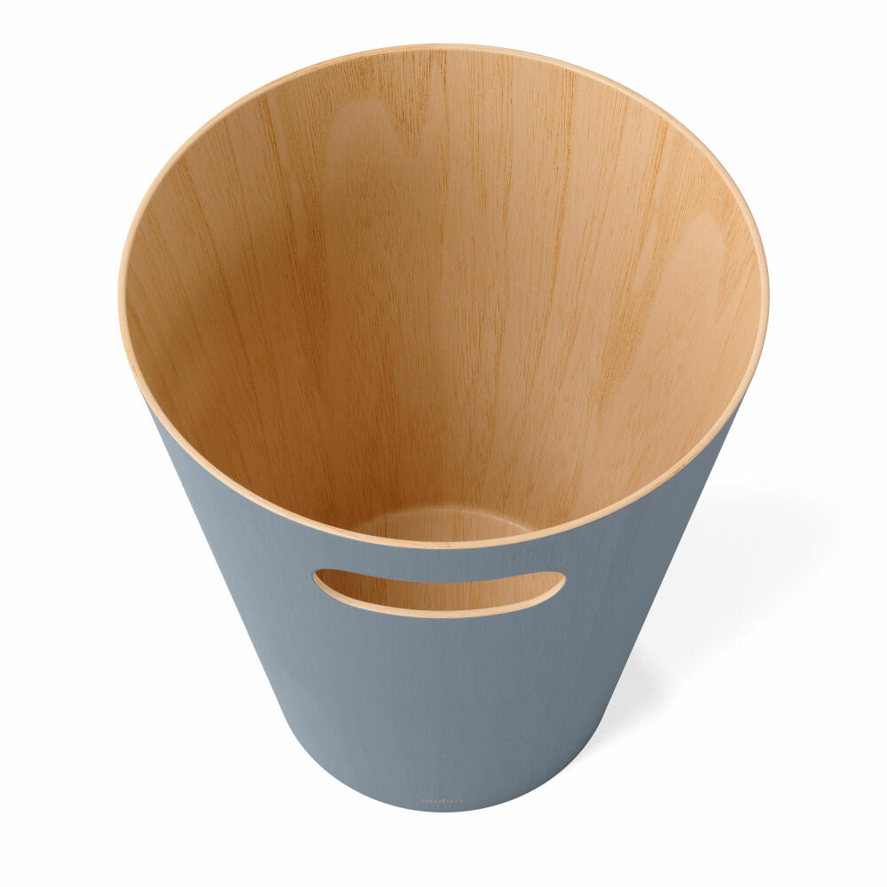 Umbra Woodrow Waste Bin, Wastepaper Basket, Wood, Slate Blue, 7.5 L, 082780-1050