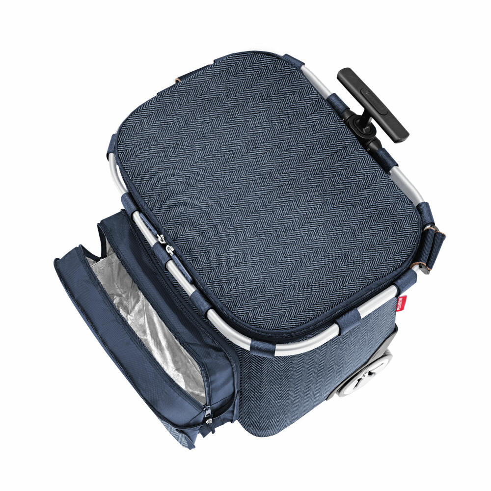 reisenthel carrycruiser plus, Einkaufstrolley mit Thermofach, Einkaufskorb, Polyestergewebe, Herringbone Dark Blue, 46 L, OF4113