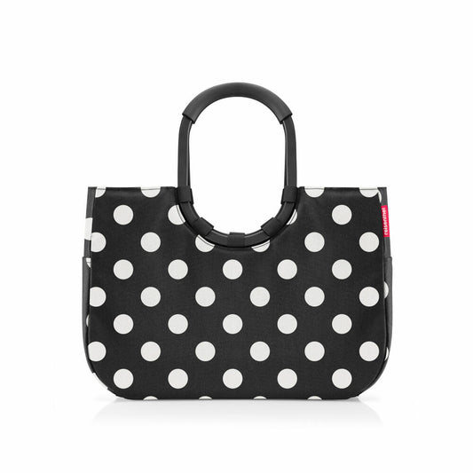 reisenthel loopshopper L, Einkaufstasche, Tragetasche, Tasche, Frame Dots White, 25 L, OR7072