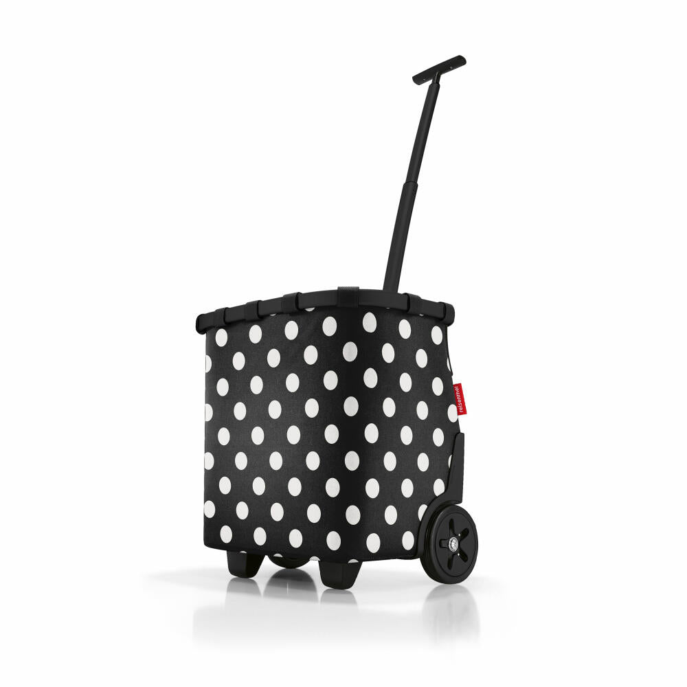 reisenthel carrycruiser, Einkaufstrolley, Einkaufskorb, Polyestergewebe, Frame Dots White, 40 L, OE7072