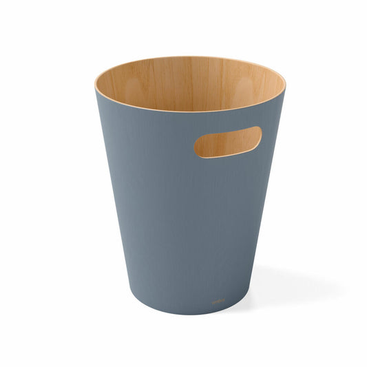 Umbra Woodrow Waste Bin, Wastepaper Basket, Wood, Slate Blue, 7.5 L, 082780-1050