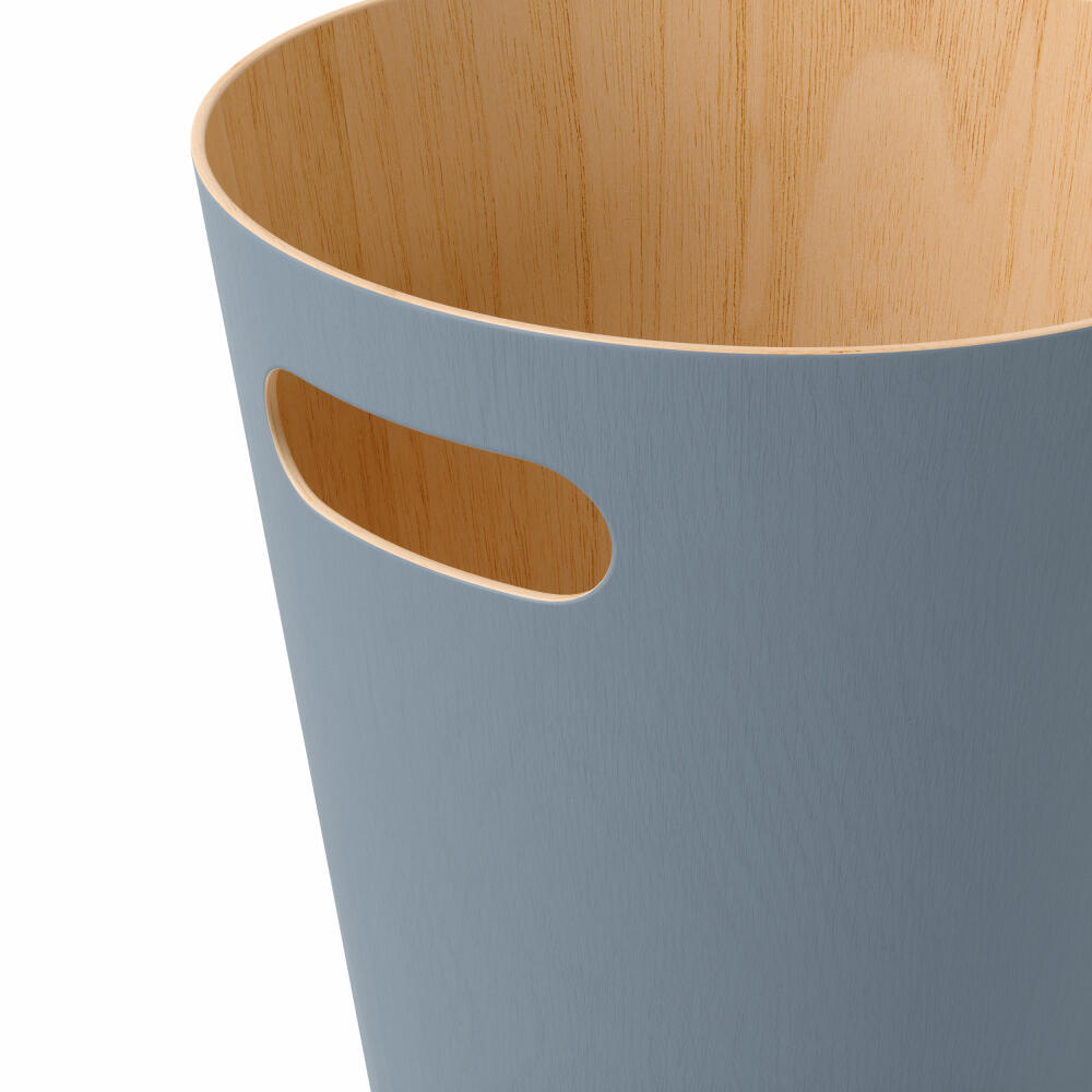 Umbra Woodrow Waste Bin, Wastepaper Basket, Wood, Slate Blue, 7.5 L, 082780-1050