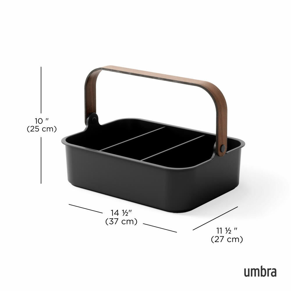 Umbra Organizer Bellwood,  mit entnehmbaren Trennwänden, ABS, Holz, Schwarz, Walnuss, 37 x 27 x 25 cm, 1019942-048