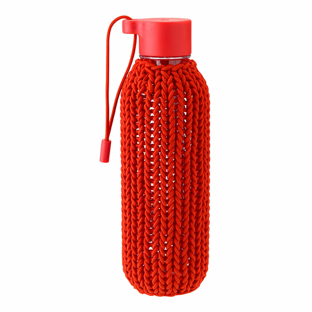 Rig-Tig Trinkflasche Catch-It, Wasserflasche mit Strickhülle, Flasche, Tritan, Warm Red, 600 ml, Z00270-2