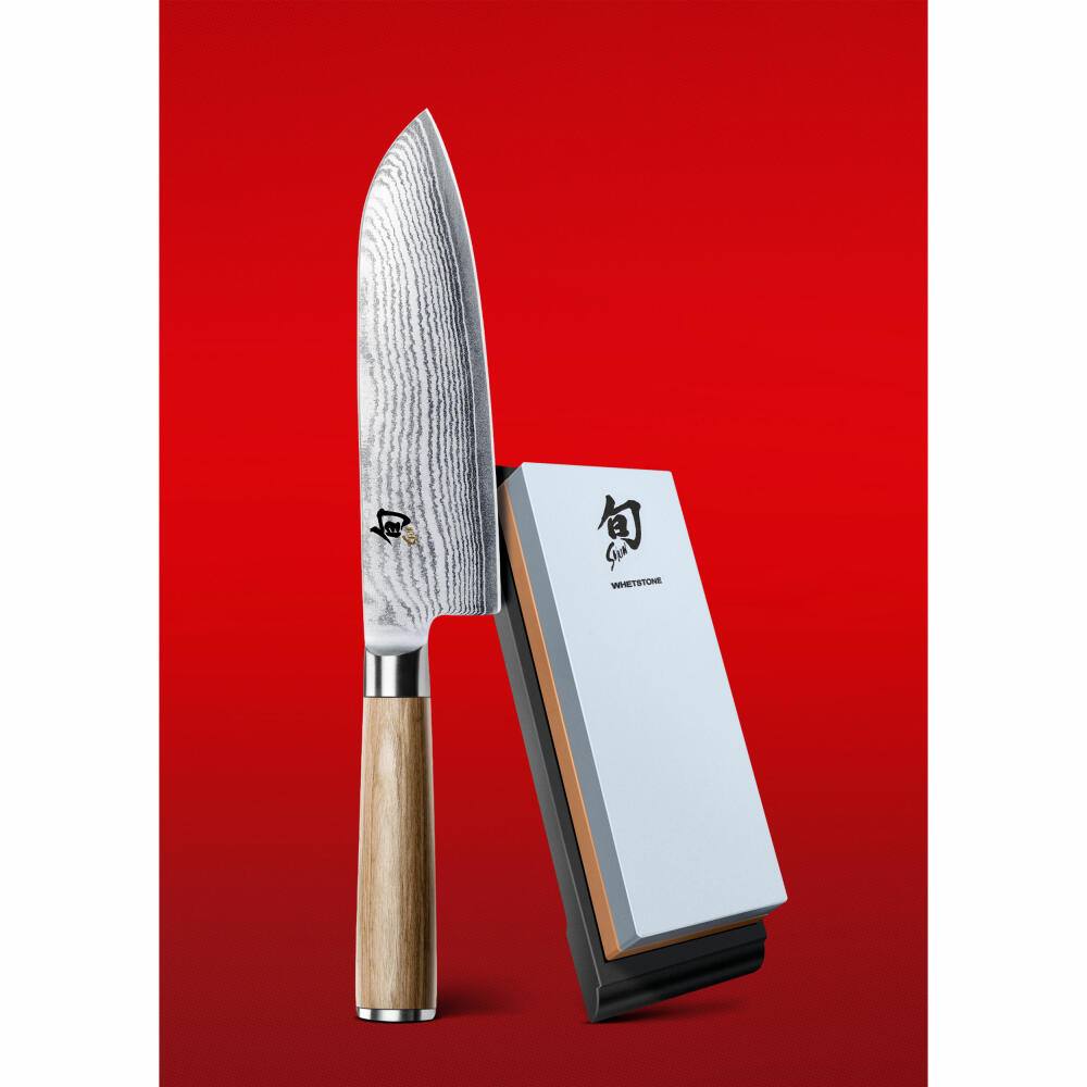 Kai Shun Classic White Set, 2-piece, Santoku, knife, whetstone, kitchen knife, DM0702W-W24