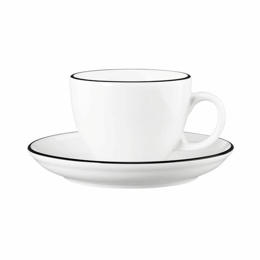 Seltmann Weiden Modern Life Cappuccinotasse, mit Untertasse, Tasse, Porzellan, Black Line, 220 ml, 001.758872