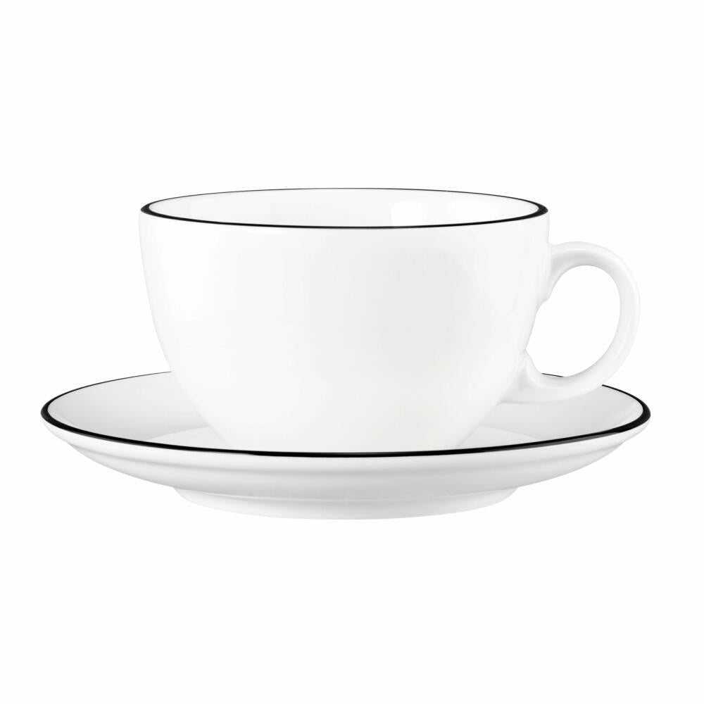 Seltmann Weiden Modern Life Milchkaffeetasse, Kaffeetasse, Kaffee Tasse, Porzellan, Black Line, 370 ml, 001.758875