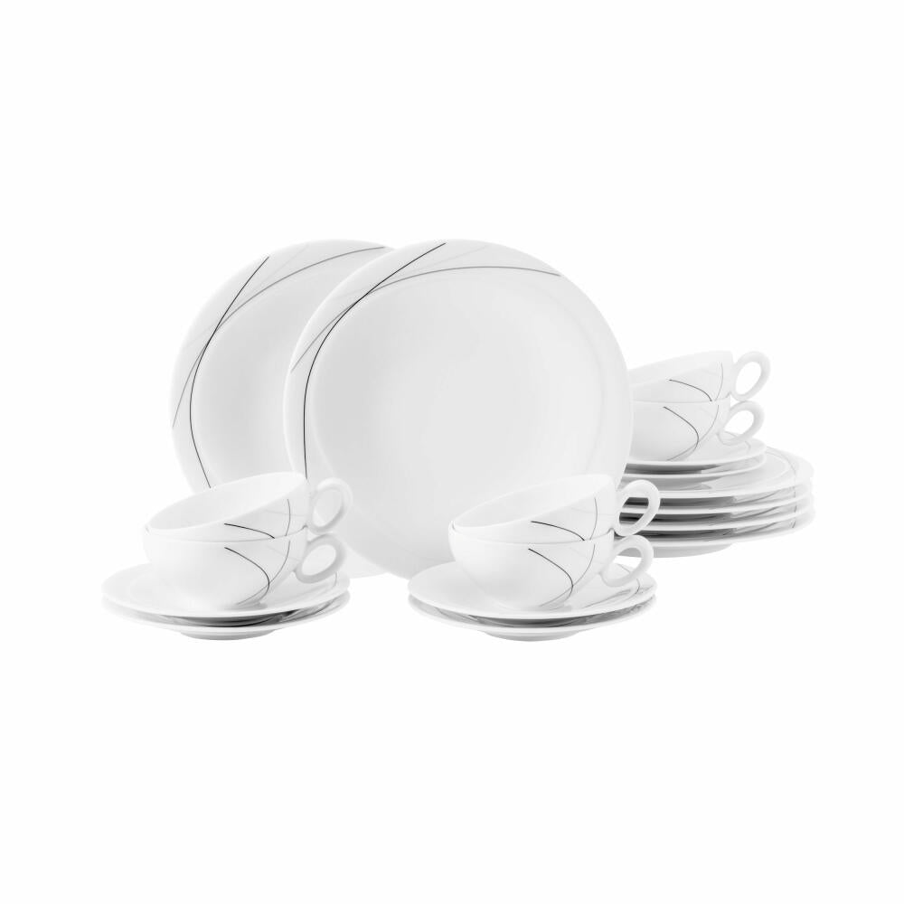 Seltmann Weiden Trio Highline Teeservice 18-tlg. klein, Geschirr-Set, Porzellan, Grau, 001.759139