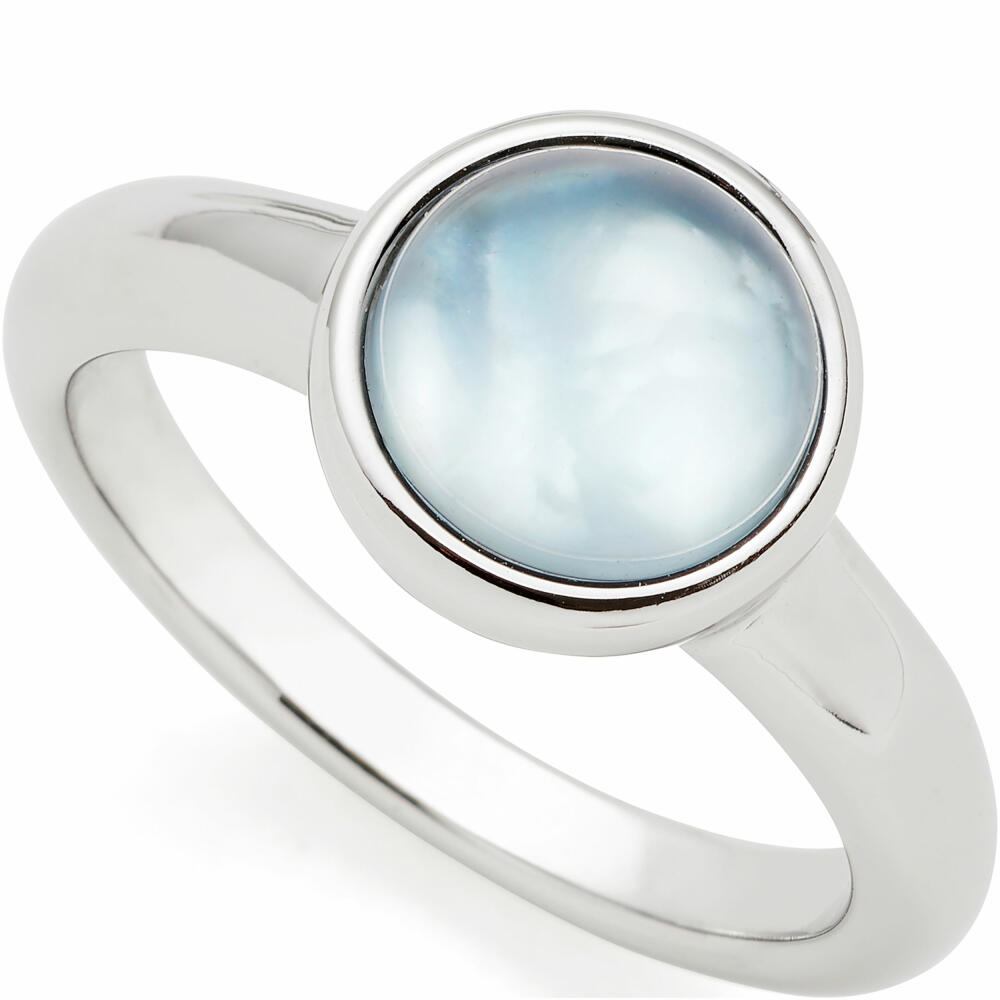 Leonardo Jewels Ring Bea grey blue, finger ring, finger jewelry, jewelry, size 19, stainless steel, glass pearl, 024361