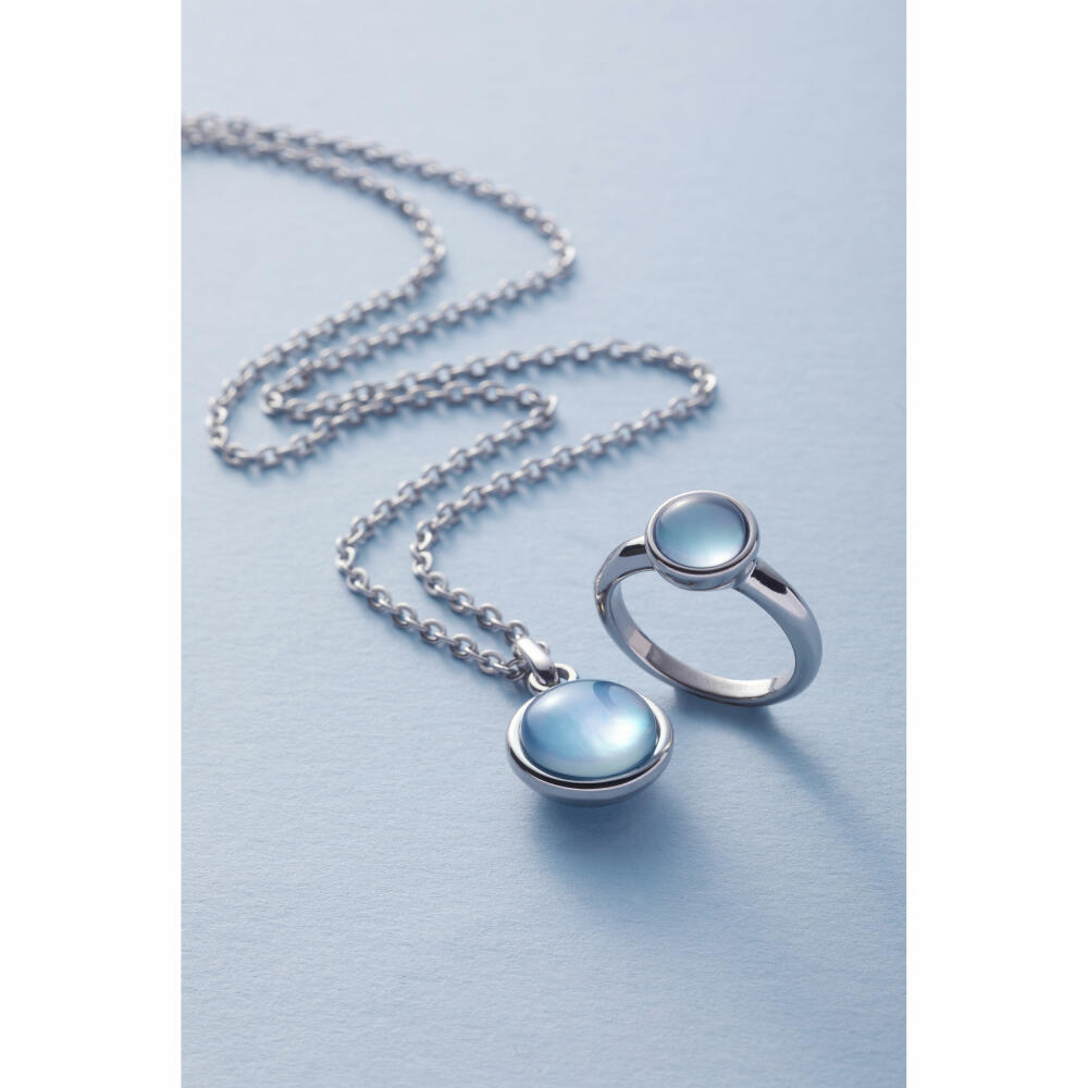 Leonardo Jewels Necklace 45 Bea grey blue, chain, jewelry chain, fashion jewelry, stainless steel, glass pearl, 024357