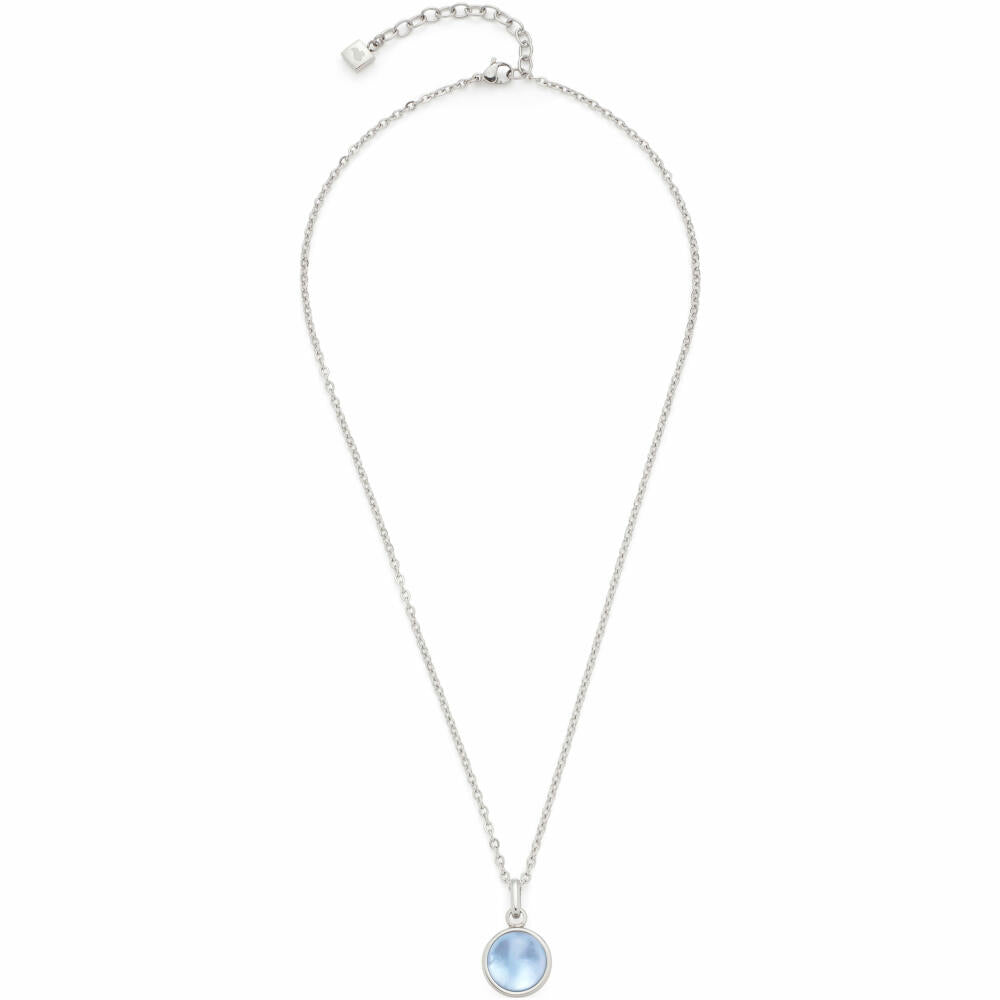 Leonardo Jewels Necklace 45 Bea grey blue, chain, jewelry chain, fashion jewelry, stainless steel, glass pearl, 024357