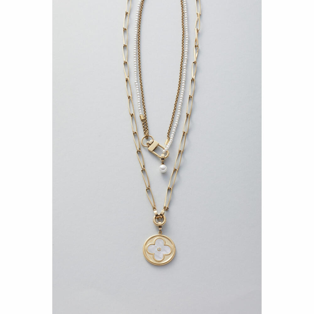 Leonardo Jewels Halskette 48 gold Lucinda, Kette, Schmuckkette, Modeschmuck, Edelstahl IP gold, Muschelperlen, 024329