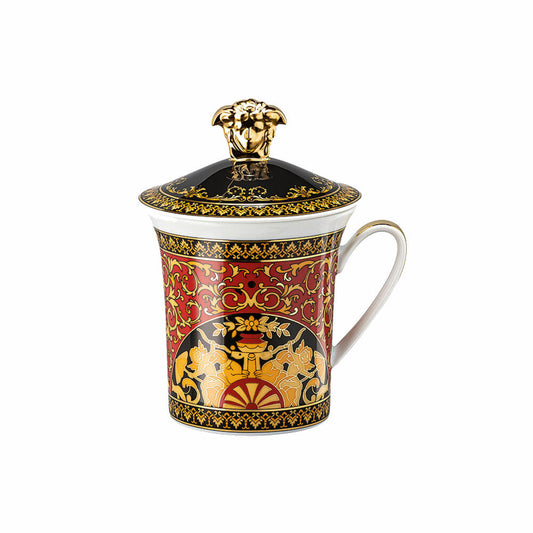 Rosenthal Versace Becher mit Deckel 30 Years Collection Medusa, Porzellan, 350 ml, 19315-409605-28700