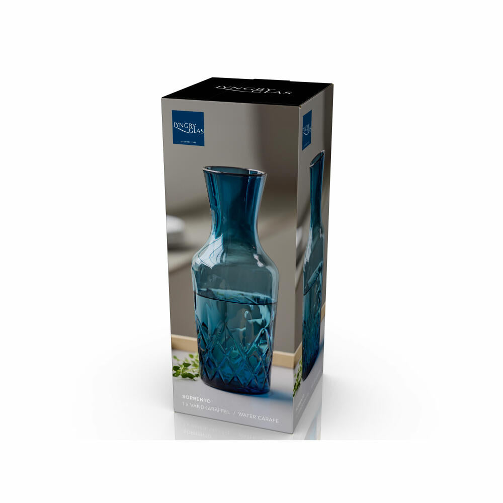 Lyngby Glass Water Carafe Sorrento, Jug, Carafe, Glass, Blue, 1 L, 32756