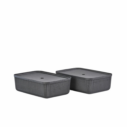 Zone Denmark Storage Box Pulp Black Set of 2, Plant Mass, Black, 48 x 32 cm, 31777