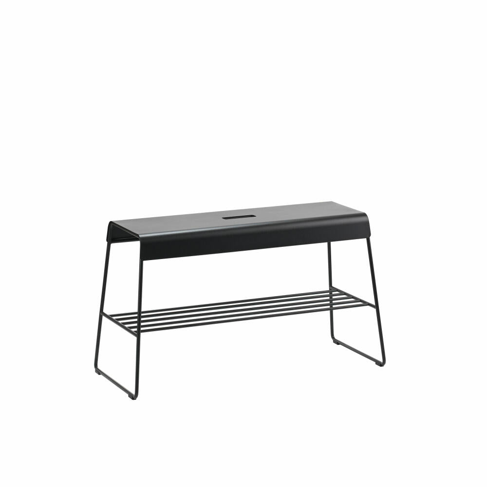 Zone Denmark Outdoor-Bank A-Bench Black mit Ablage, Stahl, Schwarz, 78 x 34 x 45 cm, 24504