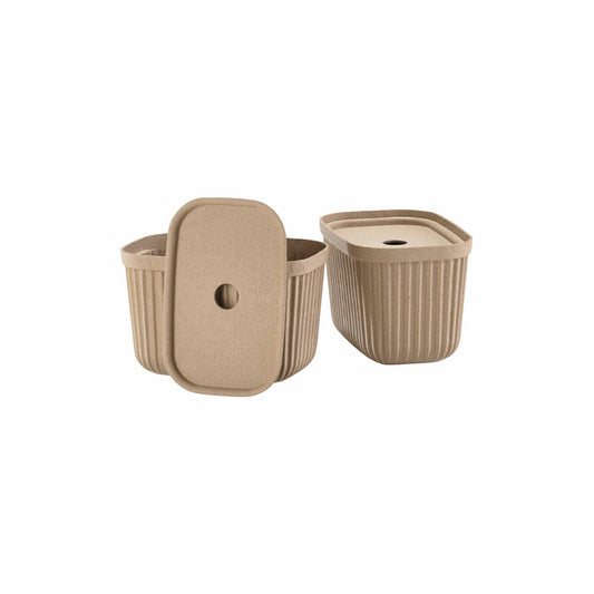 Zone Denmark Aufbewahrungsbox Pulp Natural Brown 2er Set, Papiermasse, Braun, 23 x 15 cm, 31766