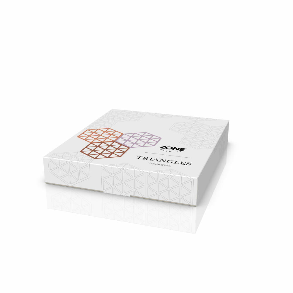 Zone Denmark Coasters Triangles Set of 3 Terracotta Lupine Almond, Silicone, Colorful, 16 x 14 cm, 32707