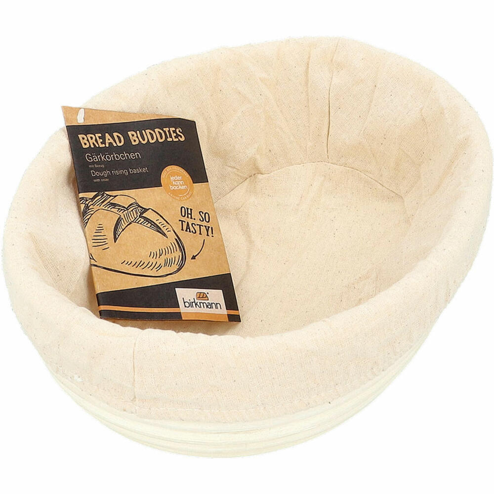 Birkmann Bread Buddies Oval Proofing Basket, Rattan / Cotton, 24.5 x 18.5 cm, 331358