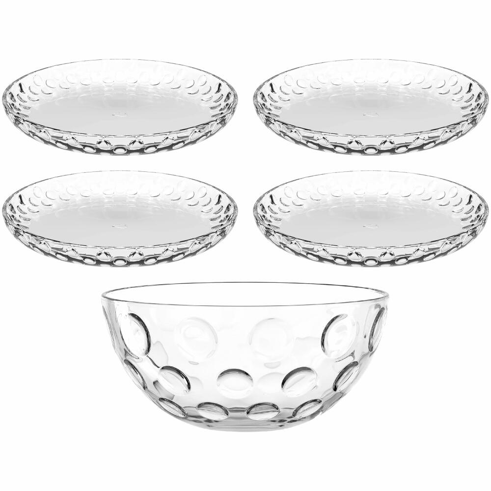 Leonardo Schale / Teller CUCINA OPTIC, 5-tlg., Schüssel, Dessertteller, Glas, 066356