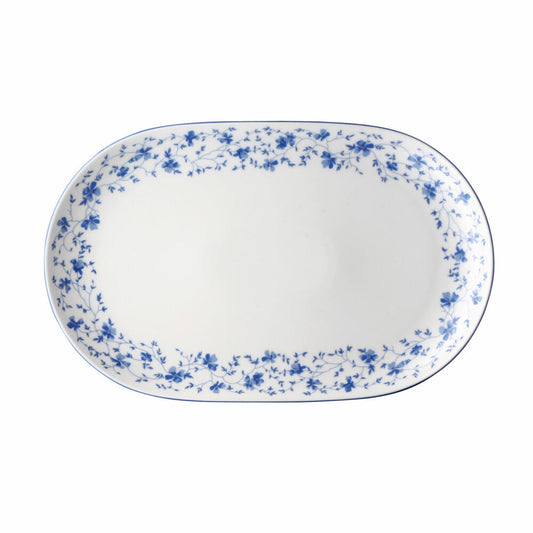 Rosenthal Form 1382 Platte, Oval, Beilagenplatte, Speiseplatte, Blaublüten, Porzellan, 32 cm, 41382-607671-12732