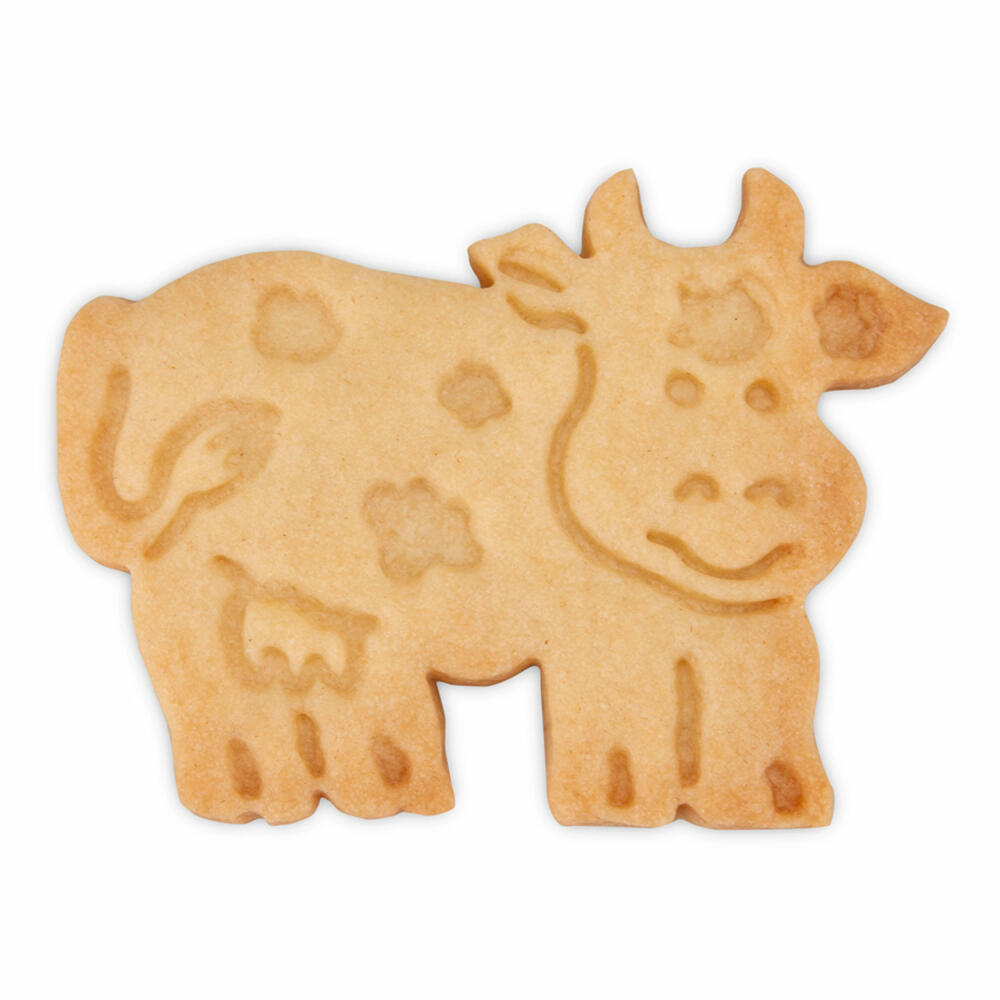 Städter embossed cookie cutter with ejector cow, cookie cutter, cookie mold, biscuit, cookies, plastic, 7 cm, 170698