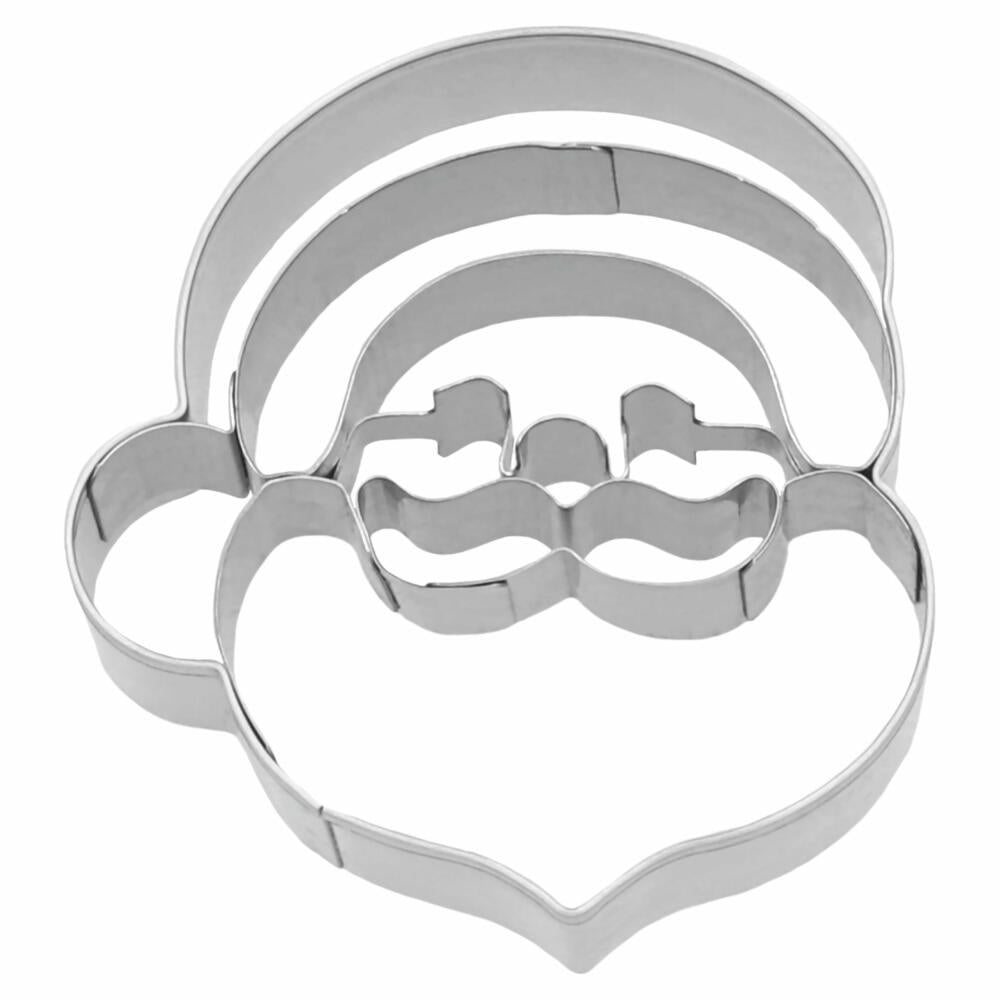 Birkmann cookie cutter Santa Claus head, with internal embossing, cookie cutter, cookie shape, biscuit, cookies, stainless steel, 6 cm, 199002