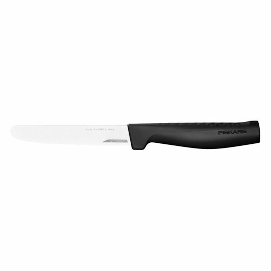 Fiskars Hard Edge Tomatenmesser, Gemüsemesser, Küchenmesser, Messer, 23 cm, Edelstahl, Kunststoff, Schwarz, 1054947