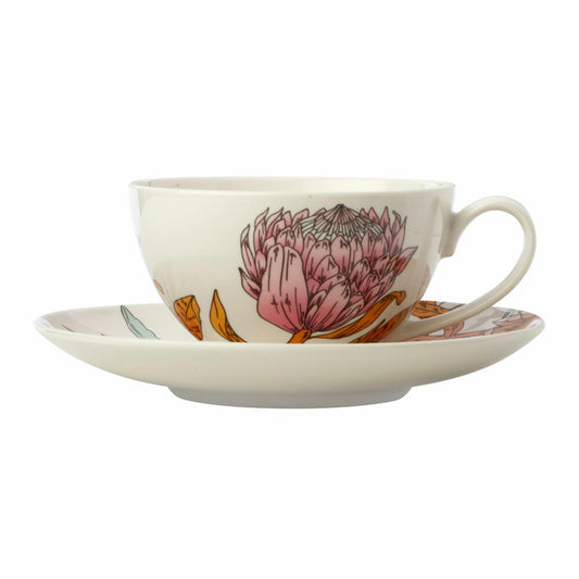 Maxwell &amp; Williams Cup with Saucer Waratah, Coffee Cup, Tea Cup, Porcelain, Colourful, 200 ml, II0083