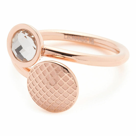 Leonardo Jewels Ring Delicato, Fingerring, Modeschmuck, Größe 19, Edelstahl IP rosé gold, Glasstein, 018364