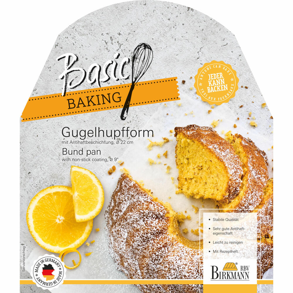 Birkmann Basic Baking Bundt cake pan, baking pan, cake baking pan, cake pan, Bundt cake, carbon steel, Ø 22 cm, 883109