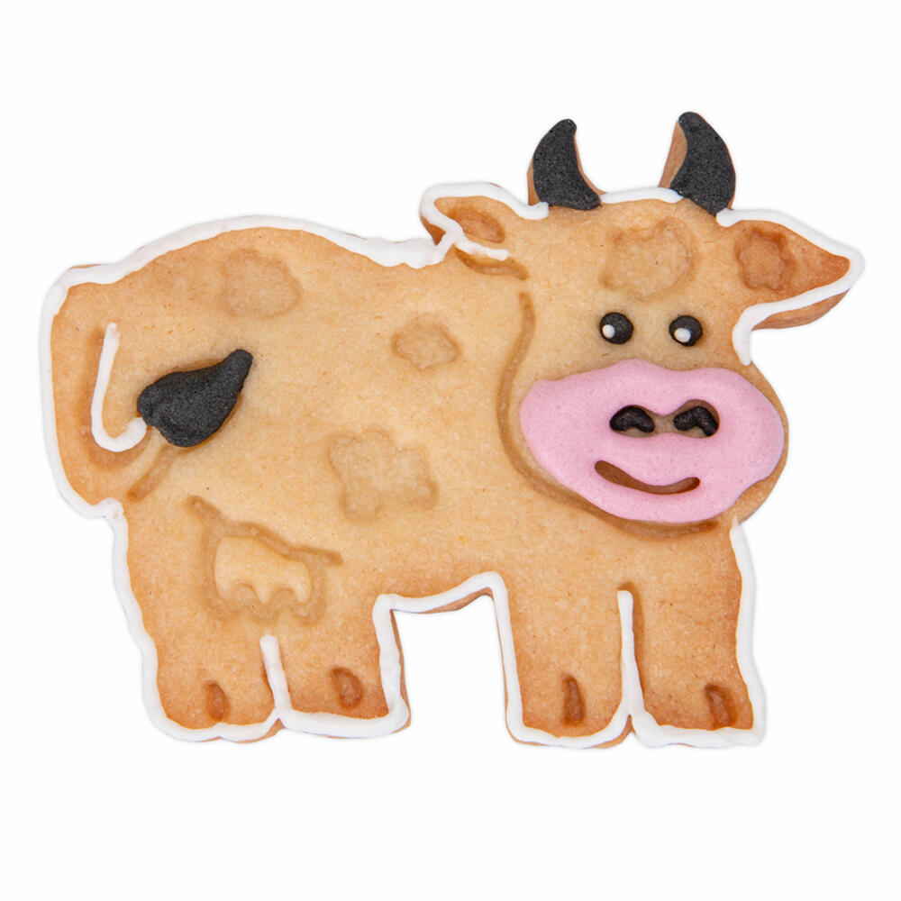 Städter embossed cookie cutter with ejector cow, cookie cutter, cookie mold, biscuit, cookies, plastic, 7 cm, 170698