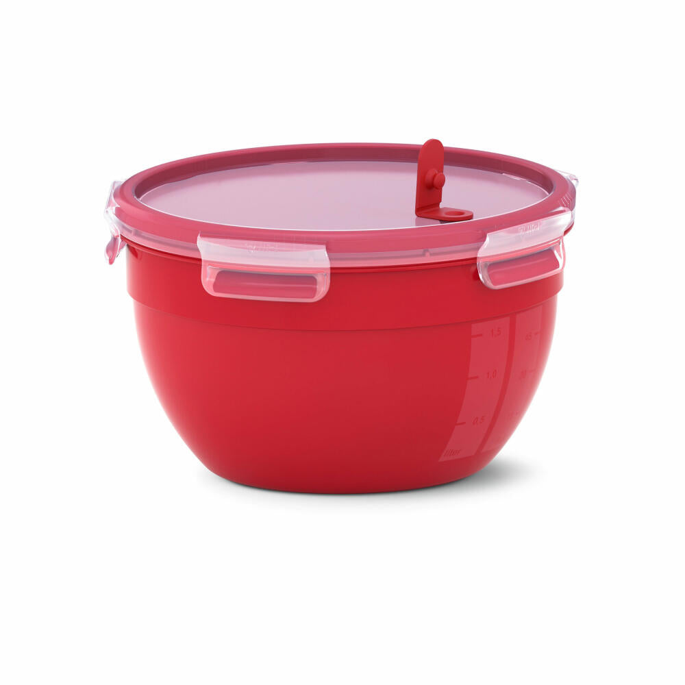 Emsa CLIP &amp; MICRO microwave container round, lunch box, food storage container, plastic, red, 2.6 L, N1060600