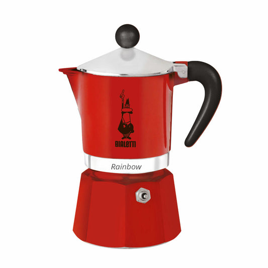 Bialetti Espresso Maker Rainbow for 3 Cups, Espresso, Espresso Pot, Coffee Maker, Aluminum, Red, 130 ml, 4962