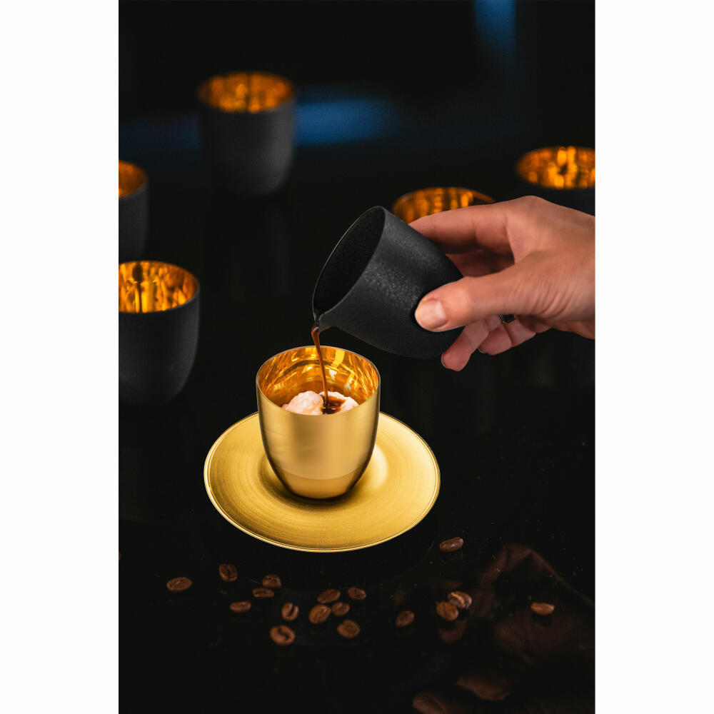 Eisch Affogato-Set Cosmo collect, 3-tlg., Espressoglas mit Untersetzer und Kännchen, Gold / Schwarz, 70510920