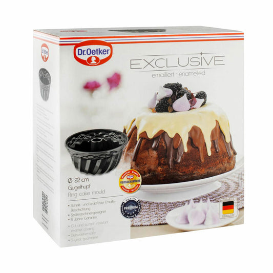 Dr. Oetker Gugelhupf-Form Exclusive 22 cm, Backform, Kuchenform, Stahlblech, Grau-Braun, 4527