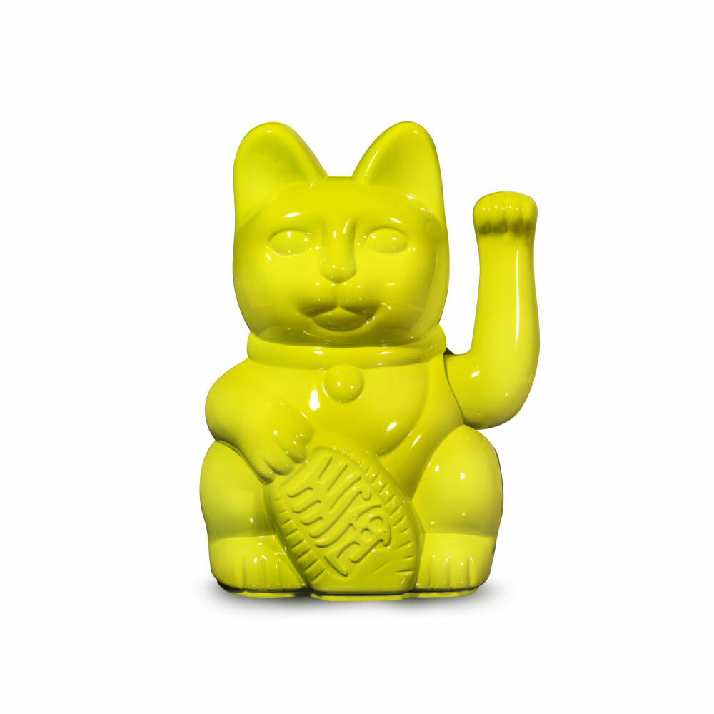 Donkey Products Lucky Cat Maneki Neko Miami, waving cat, lucky charm, plastic, glossy yellow, 15 cm, 330479